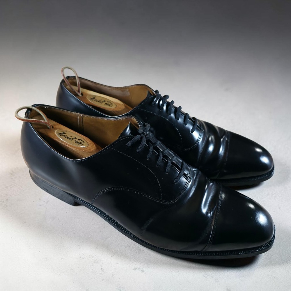 Church's Custom Grade Toe Cap Oxford Shoes Black Leather Mens Size 12 *Excellent